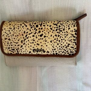 Fossil Animal Print Wallet in Cream and Brown